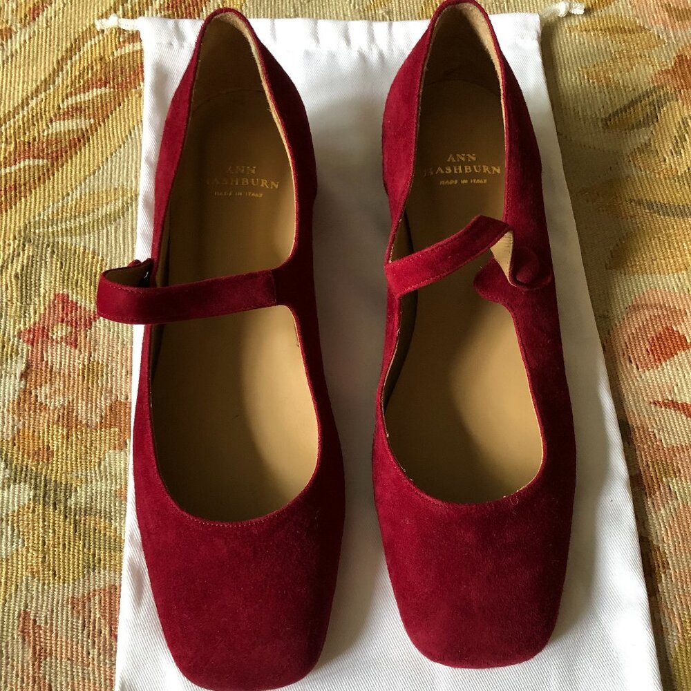 Ann Mashburn Square Toe Mary Janes in Beet Suede, Brand New, Size 38